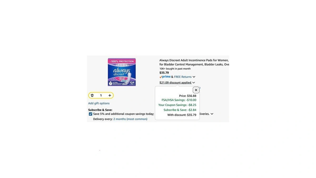 Always Discreet Adult Incontinence Pads For Women, Drier, 7 Drop