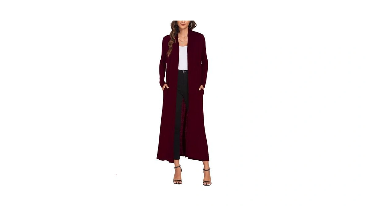 Bluetime Women Floor Length Cardigan Open Front Lightweight Long Sleeve