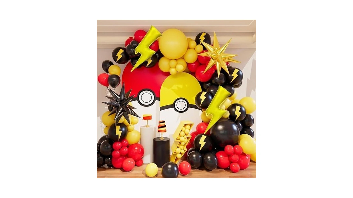 Red Yellow Black Balloon With Lightning Bolt Designs Garland Arch