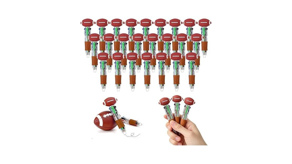 Yeeyaa 24pcs American Football 4-in-1 Multicolor Pens, Cute Mini Ballpoint