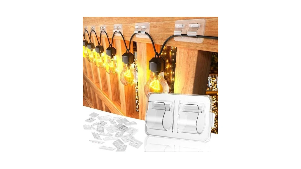 Keviyi Hooks For Outdoor String Lights Clips: 26pcs Double Hooks