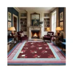 Garveehome Pink Purple 5x7 Area Rug, Vintage Floral Design, Machine