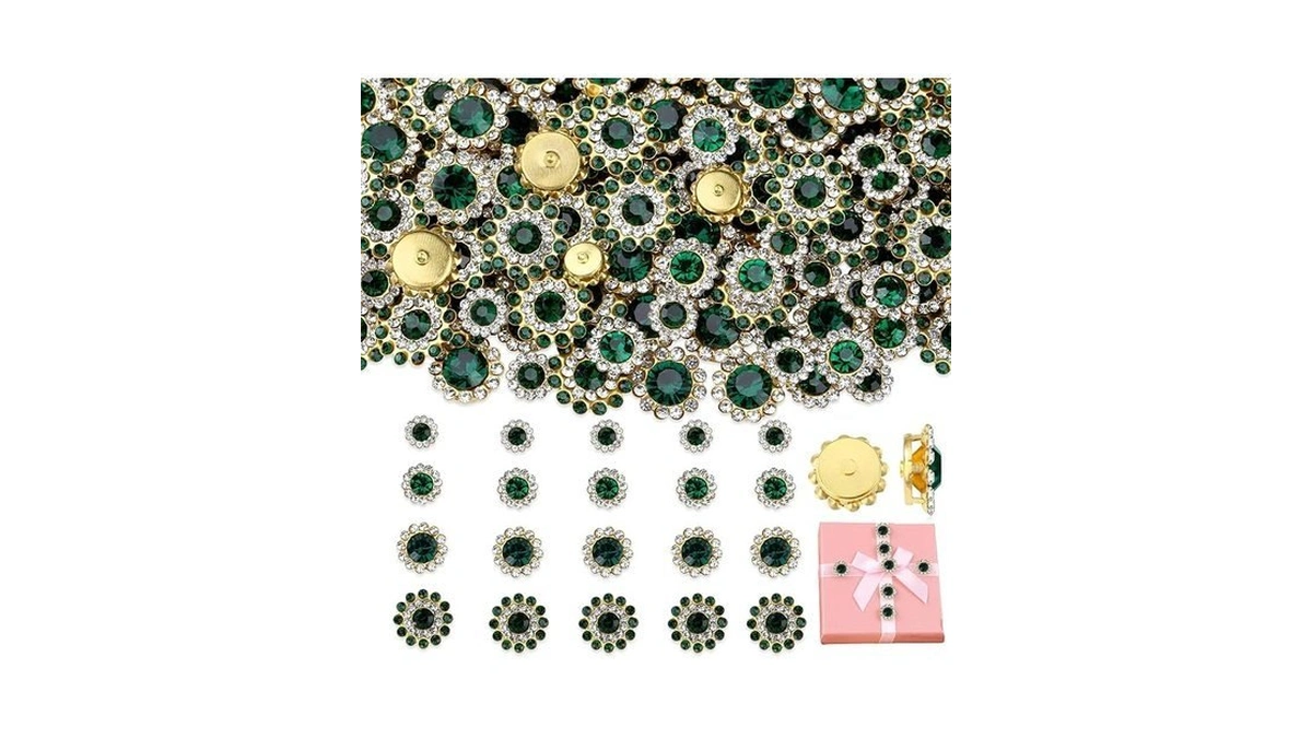 Nukayai 200pcs Dark Green Sew On Rhinestones For Crafting, 8mm