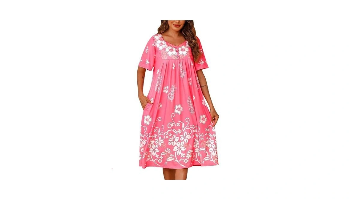 Marvmys Women Muu Muu House Dress With Pocket Loose Floral