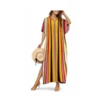 Zirhysta Kaftan Dresses For Women, V Neck Short Sleeve Beach