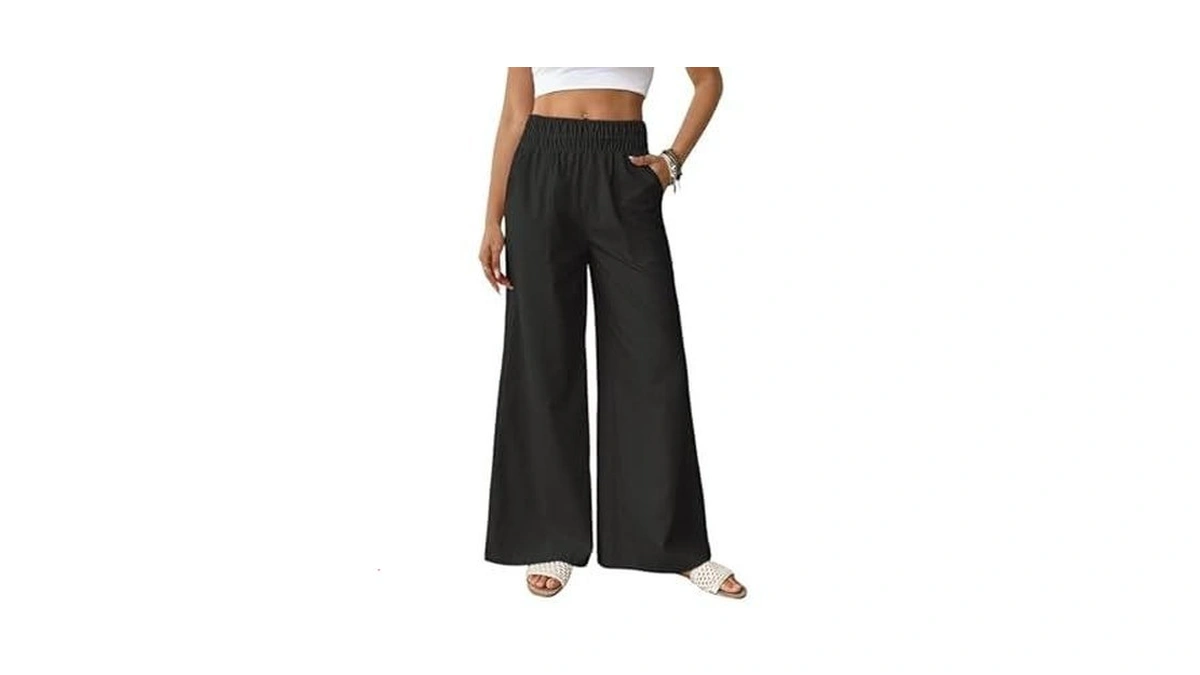 Bsubseach Linen Palazzo Pants For Women Cotton Casual Wide Leg