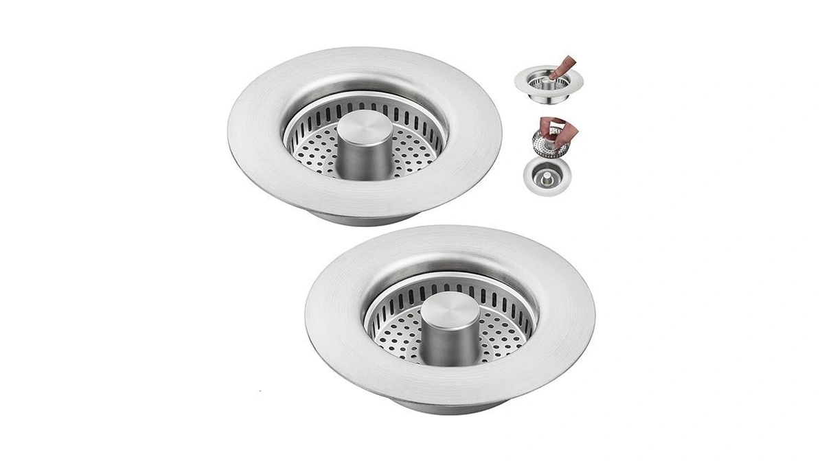 2 Pack 3 In 1 Kitchen Sink Drain Strainer,stainless Steel