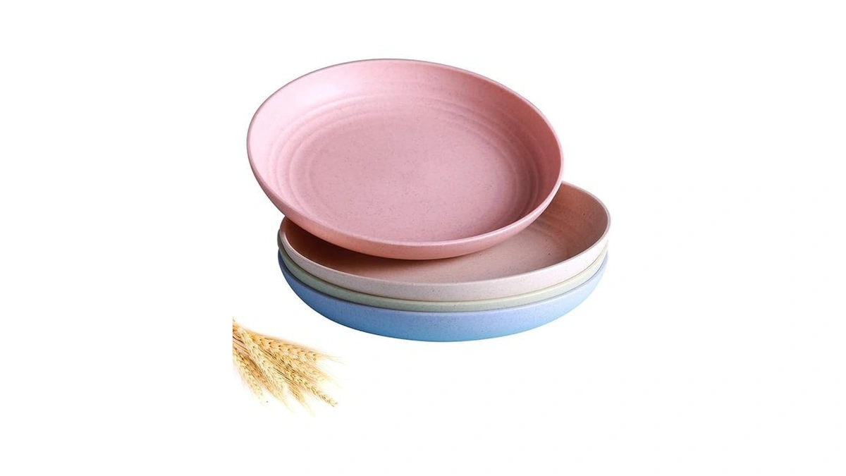 Syjunf 4 Pack Lightweight Wheat Straw Plates-degradable Lightweight Wheat Straw