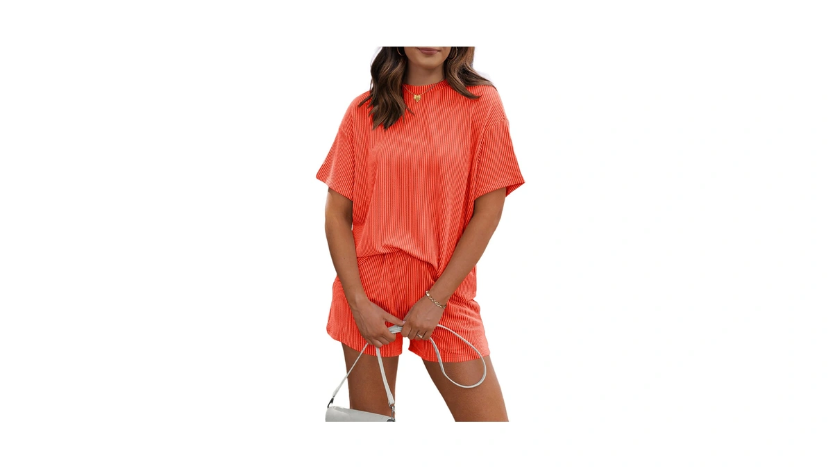 Rubzoof 2 Piece Short Sets For Women Short Sleeve Casual