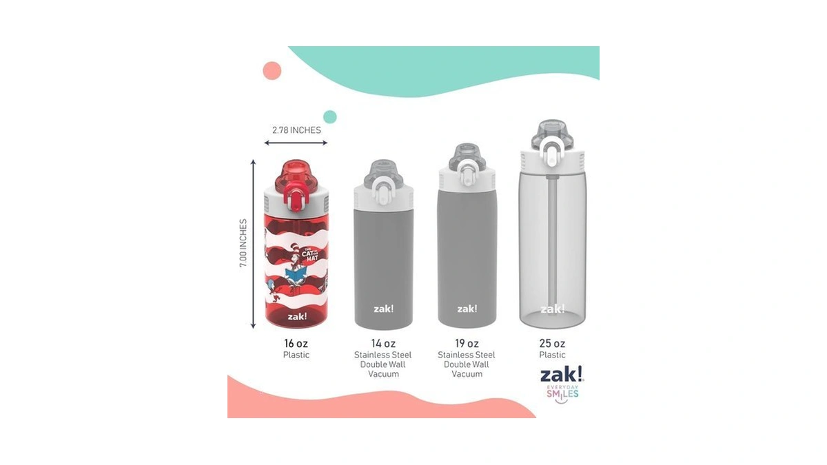 Zak Designs Dr. Seuss Sage Kids Water Bottle For School