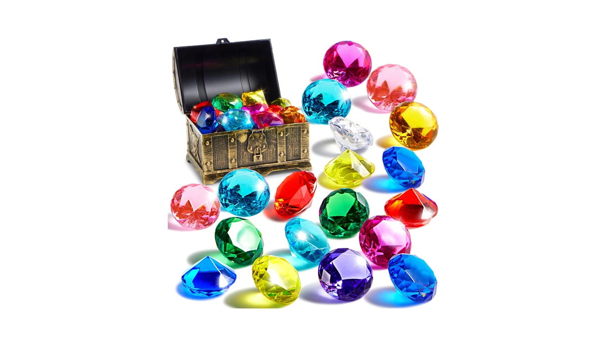 Sloosh Diving Gems Pool Toys, 16 Big Colorful Diamond With