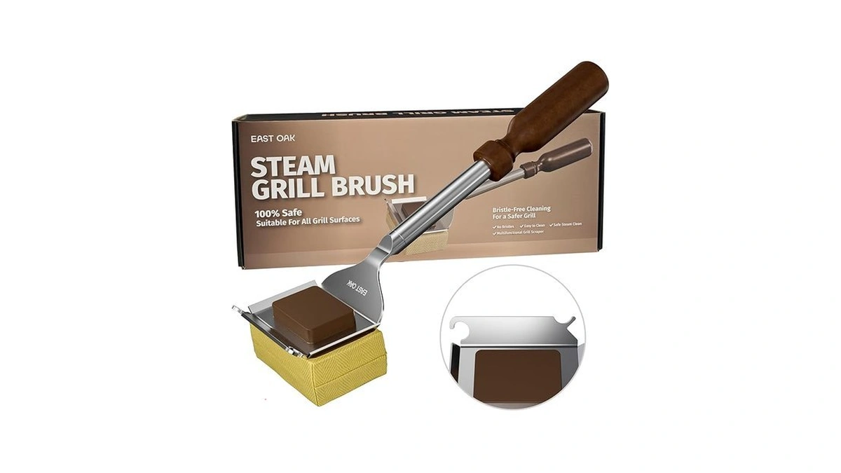 East Oak Bristle-free Grill Brush, 2mm Thick Stainless Steel Rod,