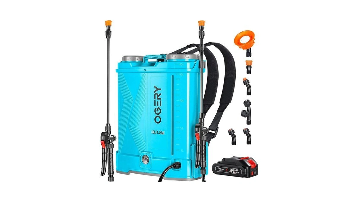 Ogery Battery Powered Backpack Sprayer 4 Gallon, 2.6ah 21v Battery