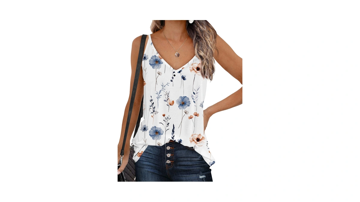 Zeagoo Womens Flowy Tank Tops Spaghetti Strap V Neck Loose