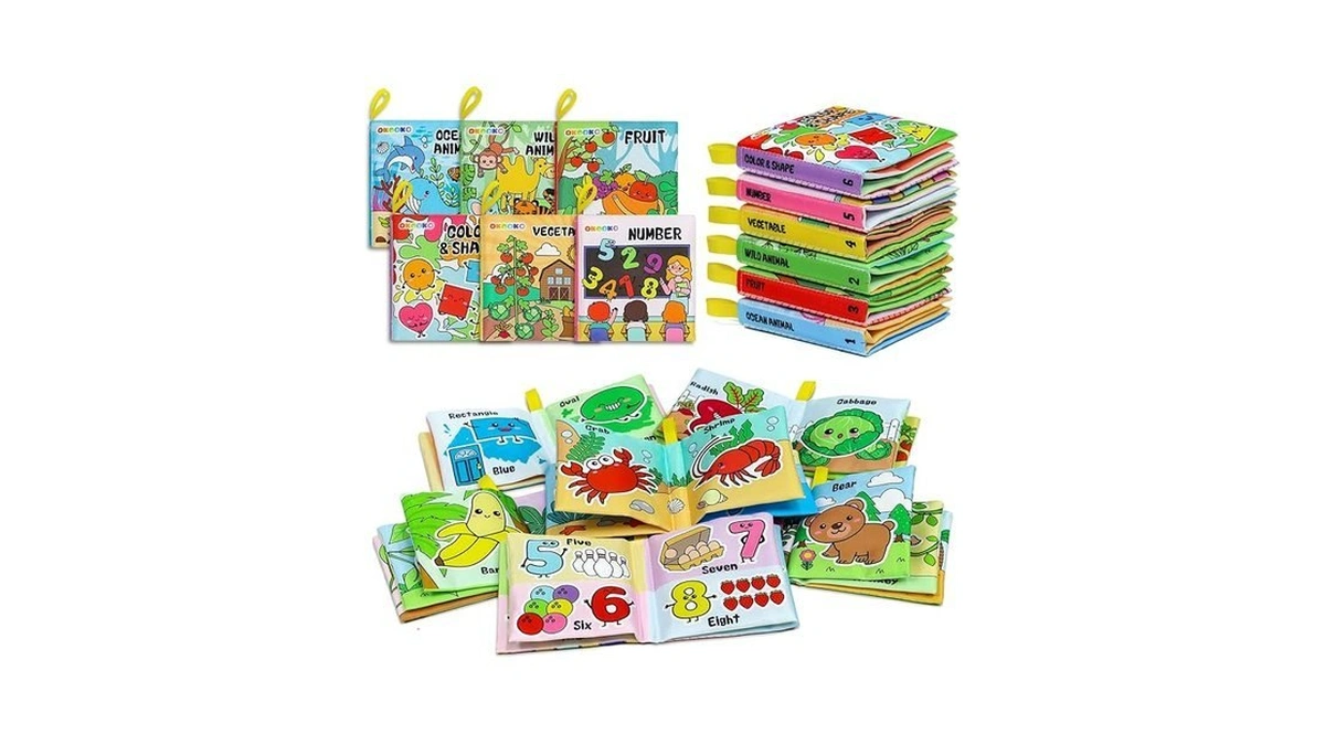 Okooko Soft Baby Books 6pcs Soft Cloth Books Bath Books