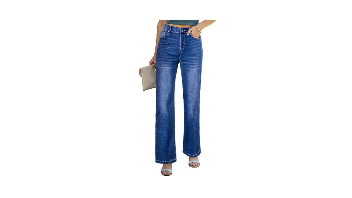 Sidefeel Women's Wide Leg Jeans Casual High Waisted Straight Denim