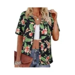 Lookboho Womens Boho Tops 3/4 Sleeve Floral Blouses Casual Dressy