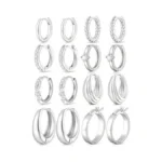 Small Silver Hoop Earrings For Women, 14k White Gold Plated