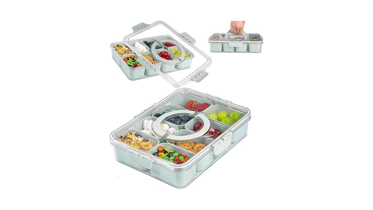 U-qe Dishwasher Safe Snackle Box Container With 8 Small Snacks