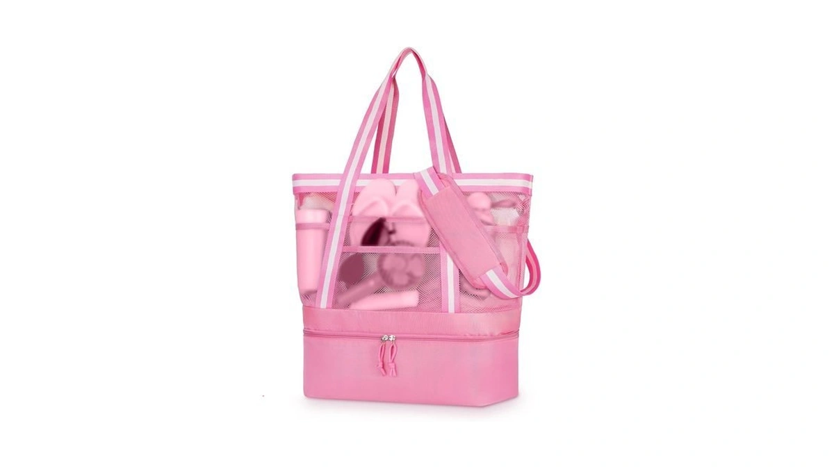 Woomada Beach Tote Bag With Cooler, Large Mesh Beach Bags
