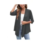 Heymoments Cardigan For Women Dark Grey 3x-large Draped Open-front 3/4