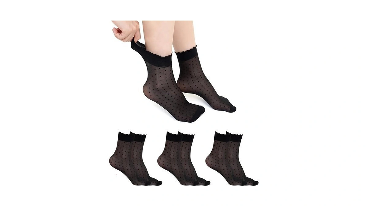 Artfasion Sheer Ruffle Socks Women: Polka Dot Ankle Lightweight Thin