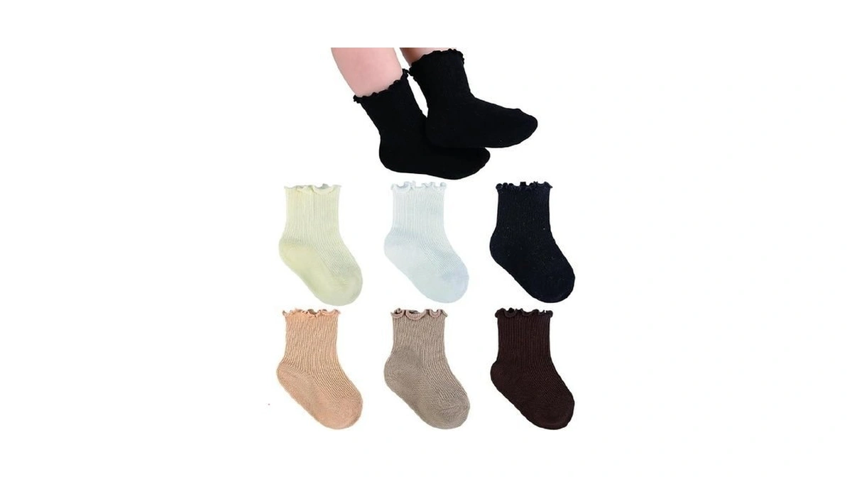 Mkyszlt 6 Pairs Baby Infant Toddler Girls Ruffle Socks Cute