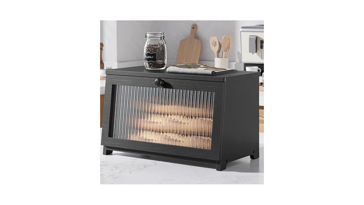 Kitsure Bread Box - Wooden Bread Box For Kitchen Countertop,