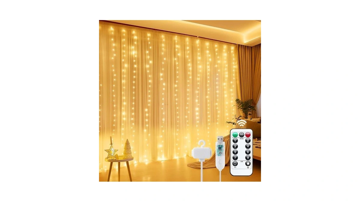 Minetom Curtain Lights, 300 Led Dimmable Fairy Lights Twinkle Lights