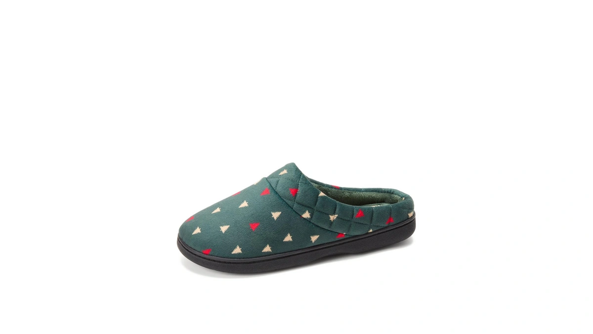 Dearfoams Women's Darcy Velour Clog, Green Trees, 9-10