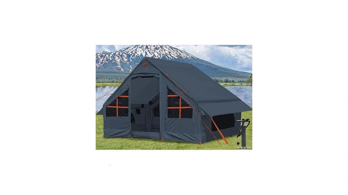 Inflatable Tent With Pump, 4-6 Person Glamping Camping Tents House,