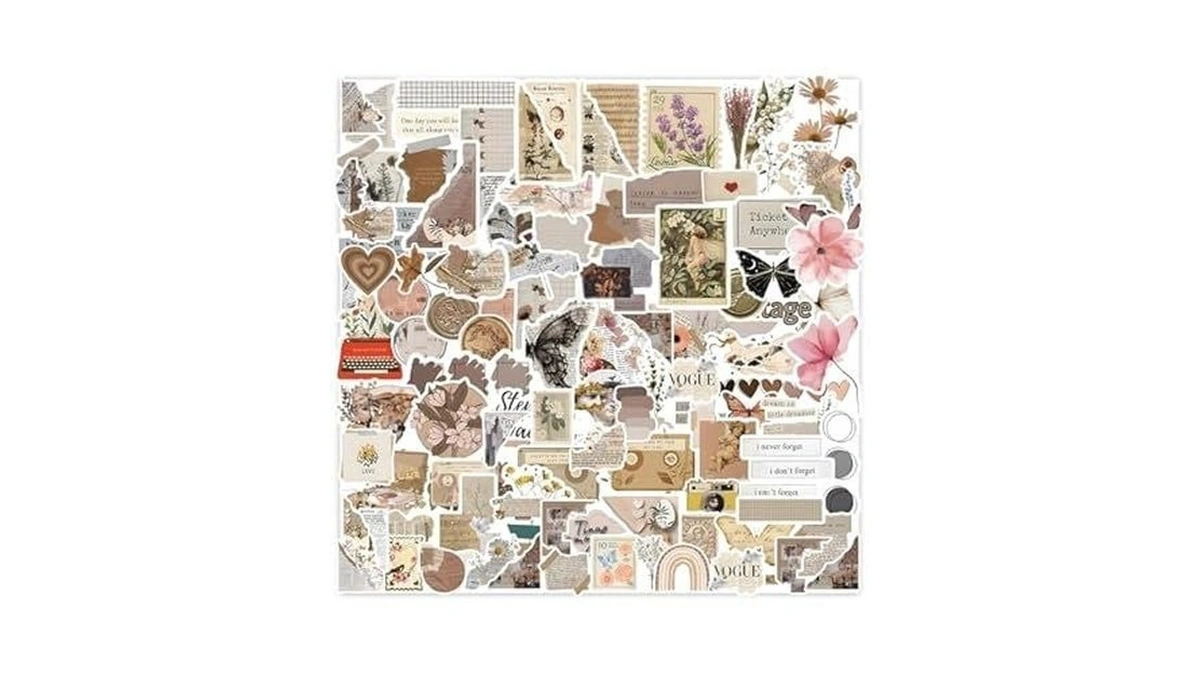120pcs Vintage Stickers, Waterproof Scrapbook Aesthetic Sticker For Daily Planner,