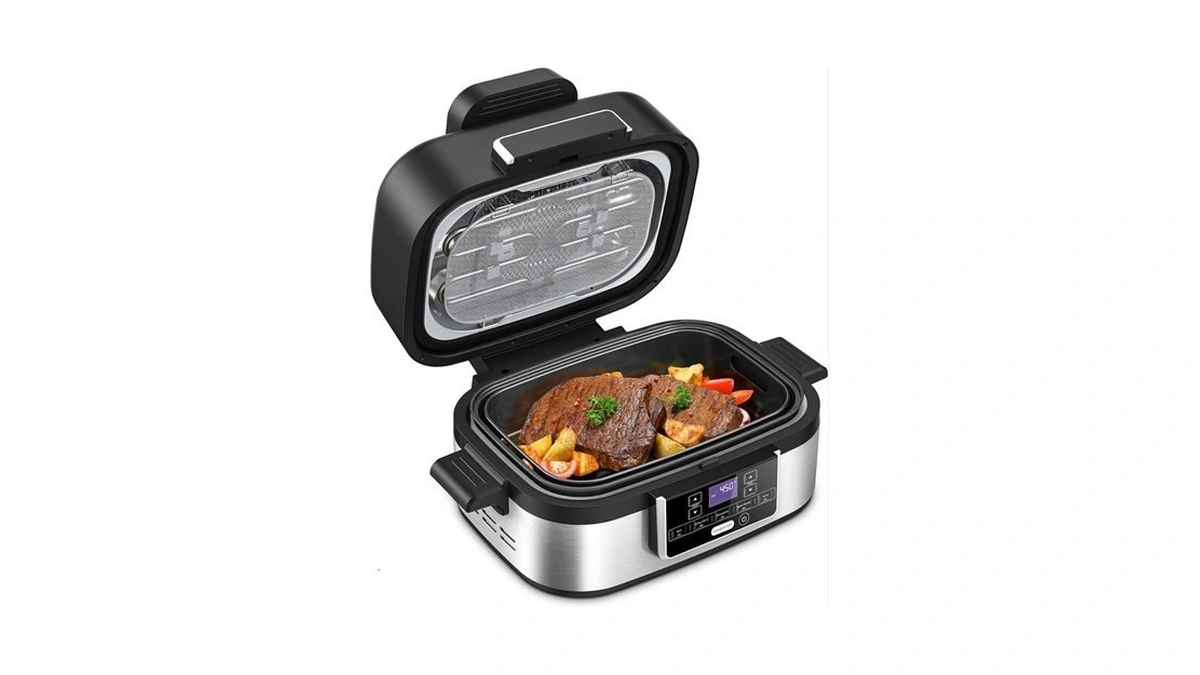 Joy Pebble Indoor Grill With Air Fry, 5-in-1 Electric Smart