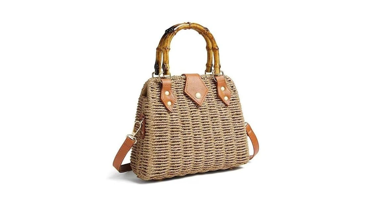 Freshbriefs Straw Woven Crossbody Bag For Women Handwoven Rattan Beach