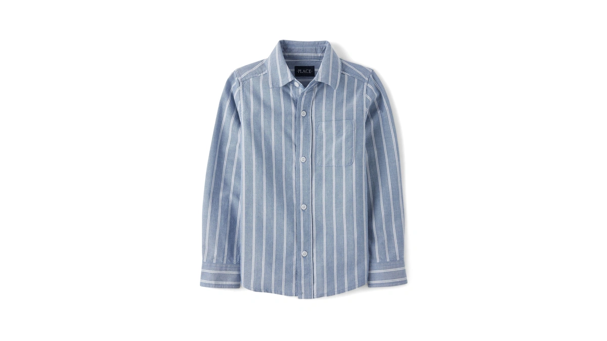 The Children's Place,boys,long Sleeve Oxford Button Down Shirt,huron Blue,xx-large