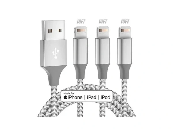Iphone Charger 3pack 10ft Apple Mfi Certified Long Lightning Cable