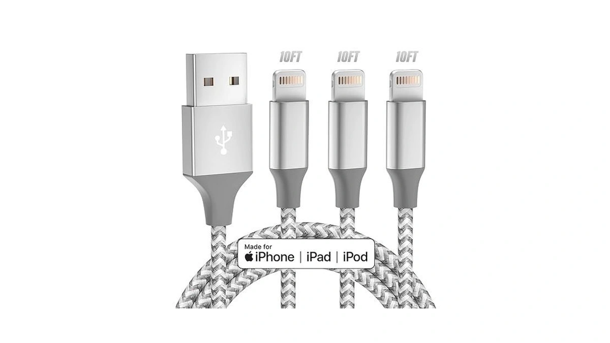 Iphone Charger 3pack 10ft Apple Mfi Certified Long Lightning Cable