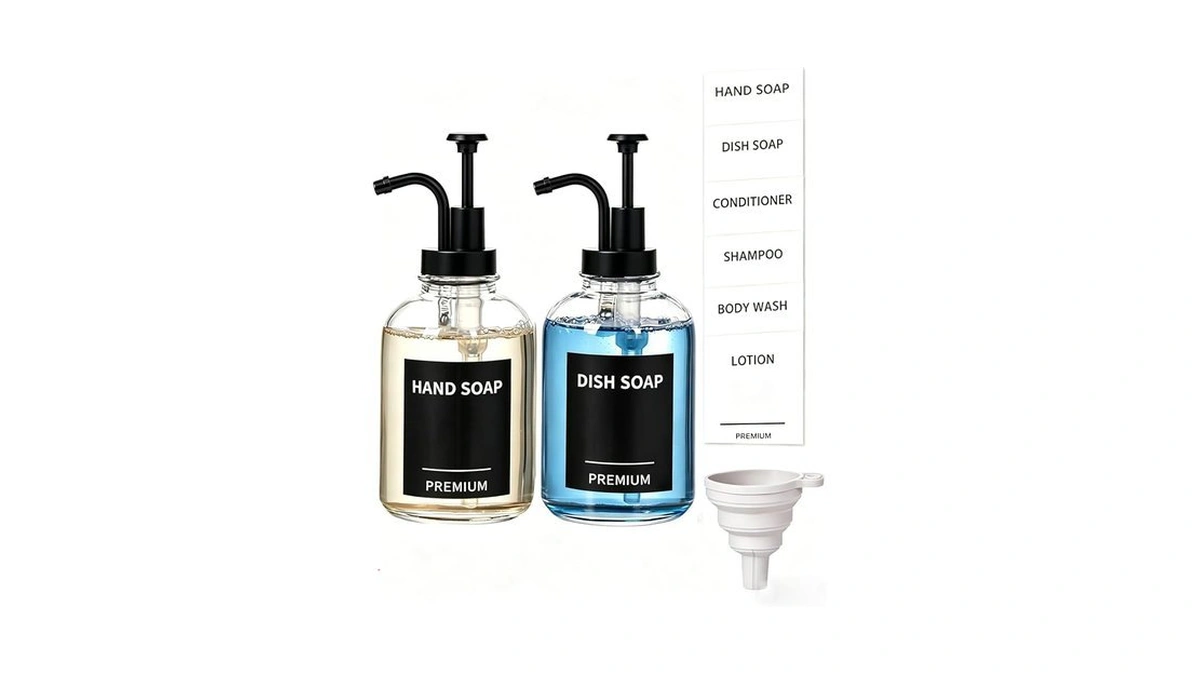12oz Dish Soap Dispenser For Kitchen, Hand Glass Soap Dispenser