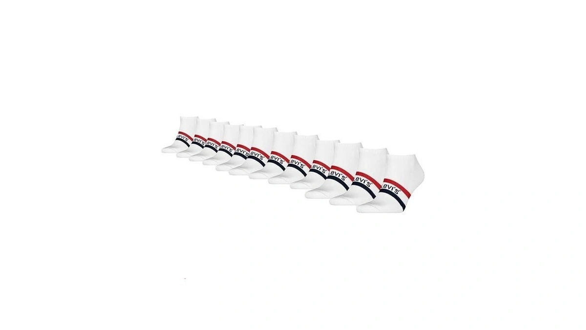 Levi's Men's 12-pack Low Cut Socks, White/red/blue, 6-12