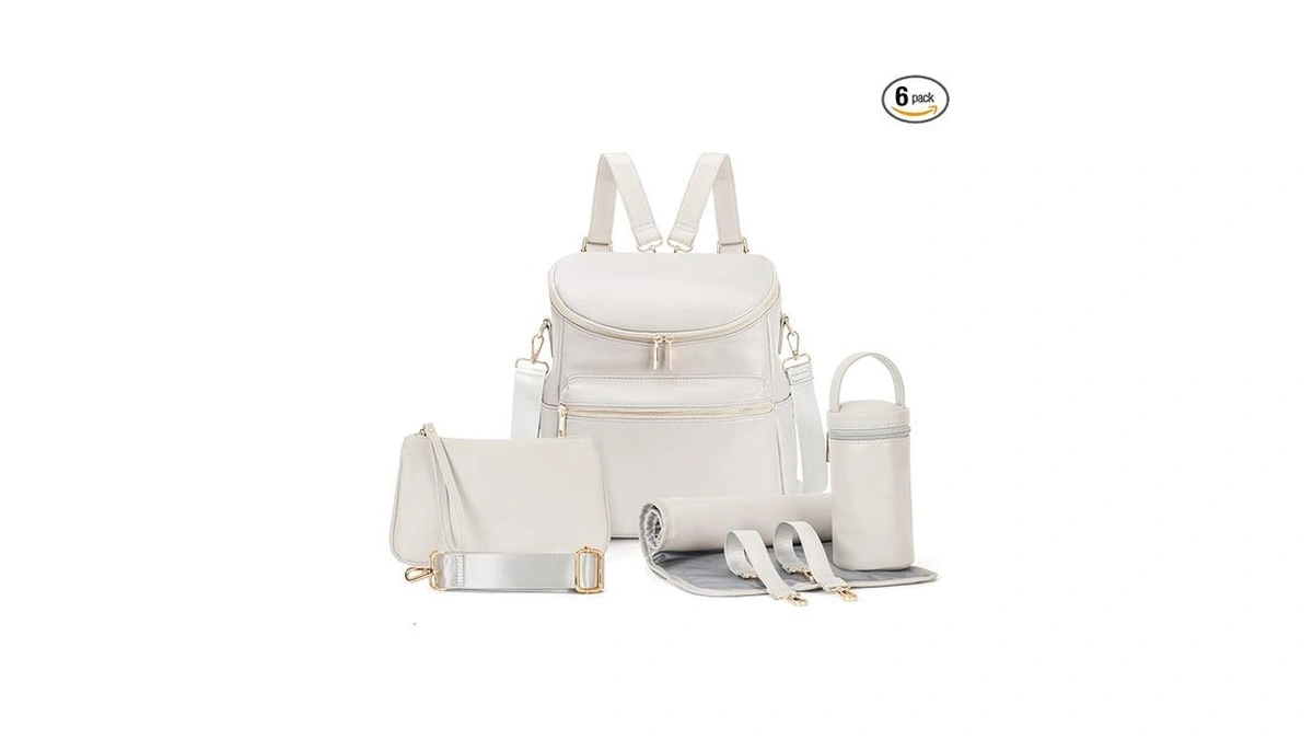 Minsong Diaper Bag Backpack, Fashion Leather Mommy Backpacks, Travel Baby