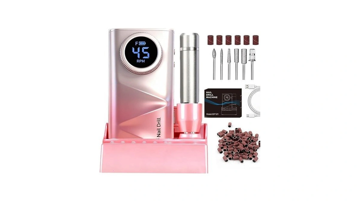 Professional Electric Nail Drill, 45000 Rpm Portable Rechargeable Nail Filemachine