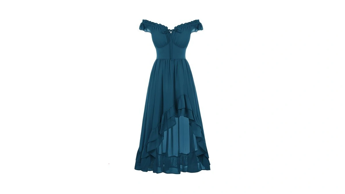 Scarlet Darkness Renaissance Corset Dress For Women Off Shoulder Flowy