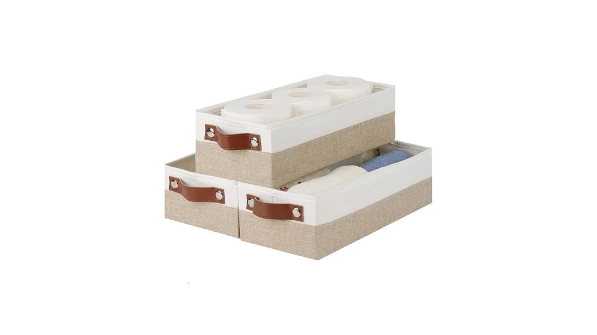 Hnzige Toilet Paper Baskets For Storage, 13"x 5.9"x3.9" Narrow Storage