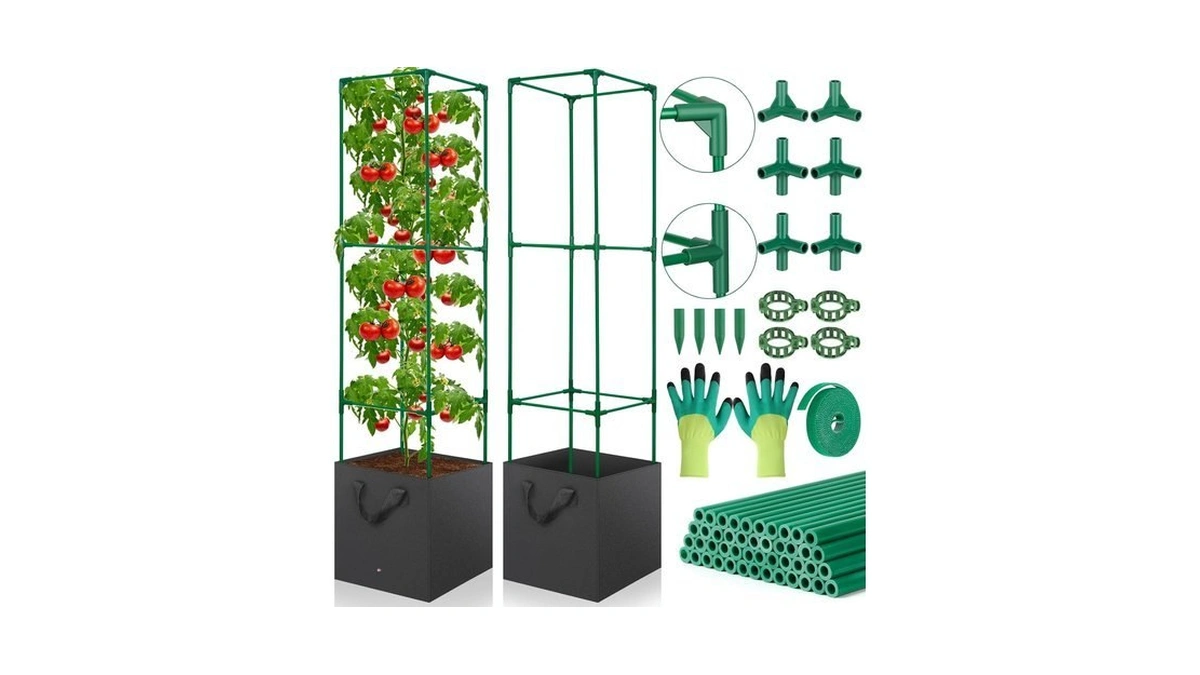 2 Pack Tomato Cages For Garden,49-inch Square Trellis Frame With