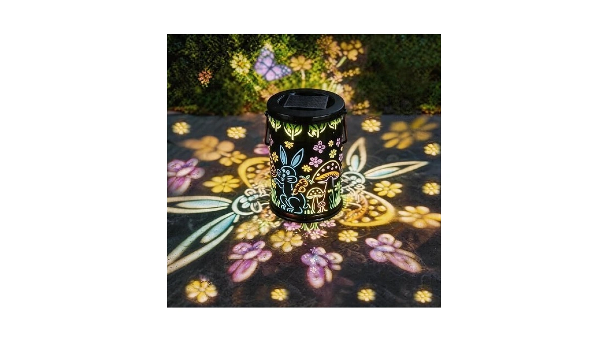Mantunt Solar Lanterns Outdoor Waterproof Mushroom & Rabbit Garden Decor,