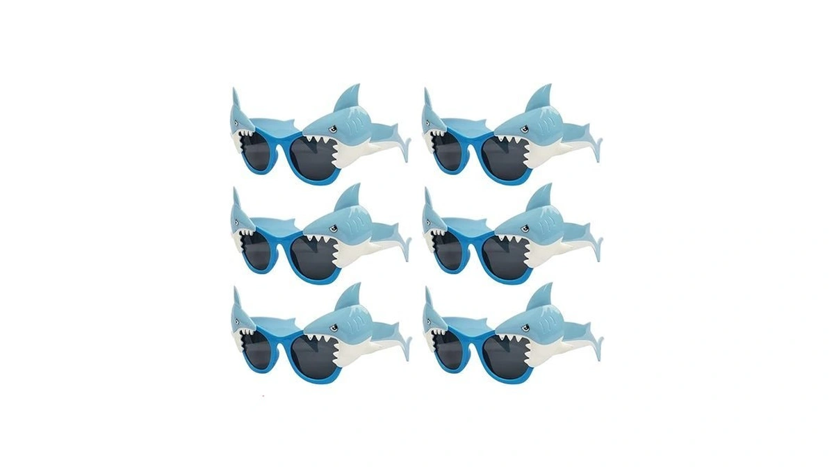 Jakadyuks Shark Glasses Party Favors, 6pcs Hawaiian Shark Photo Booth