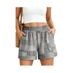 Sanmm Shorts For Women Summer Casual Elastic Waist Loose High