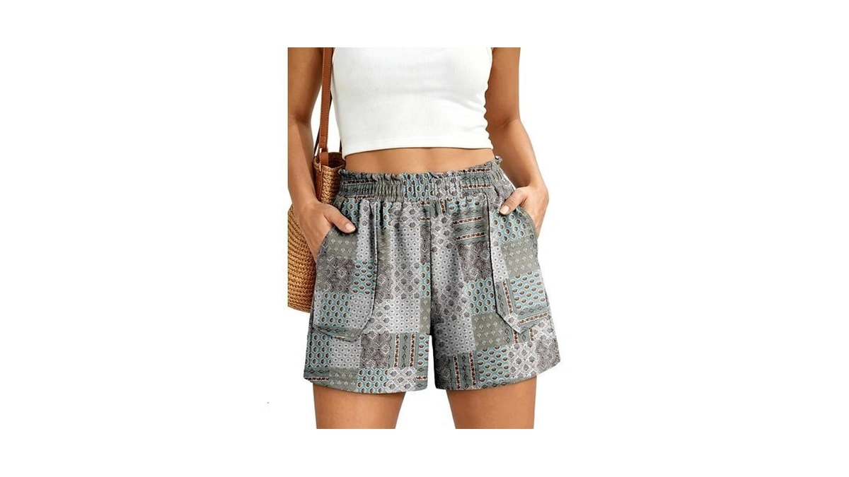 Sanmm Shorts For Women Summer Casual Elastic Waist Loose High