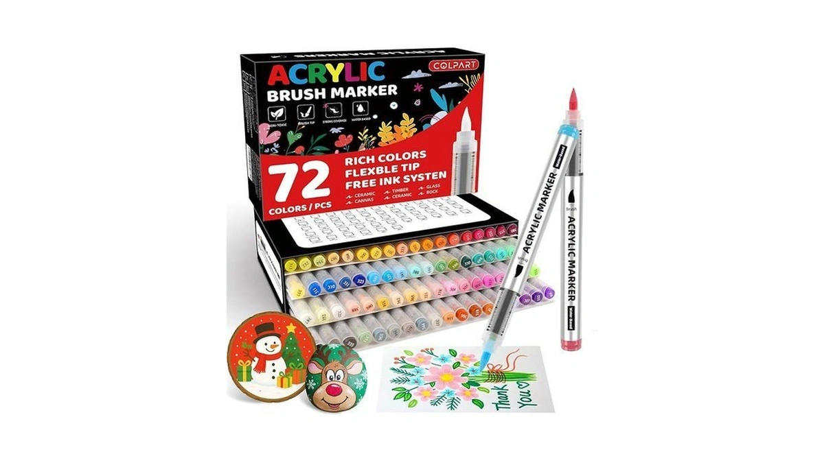 72 Colors Acrylic Paint Markers, Soft Brush Tip Paint Pens