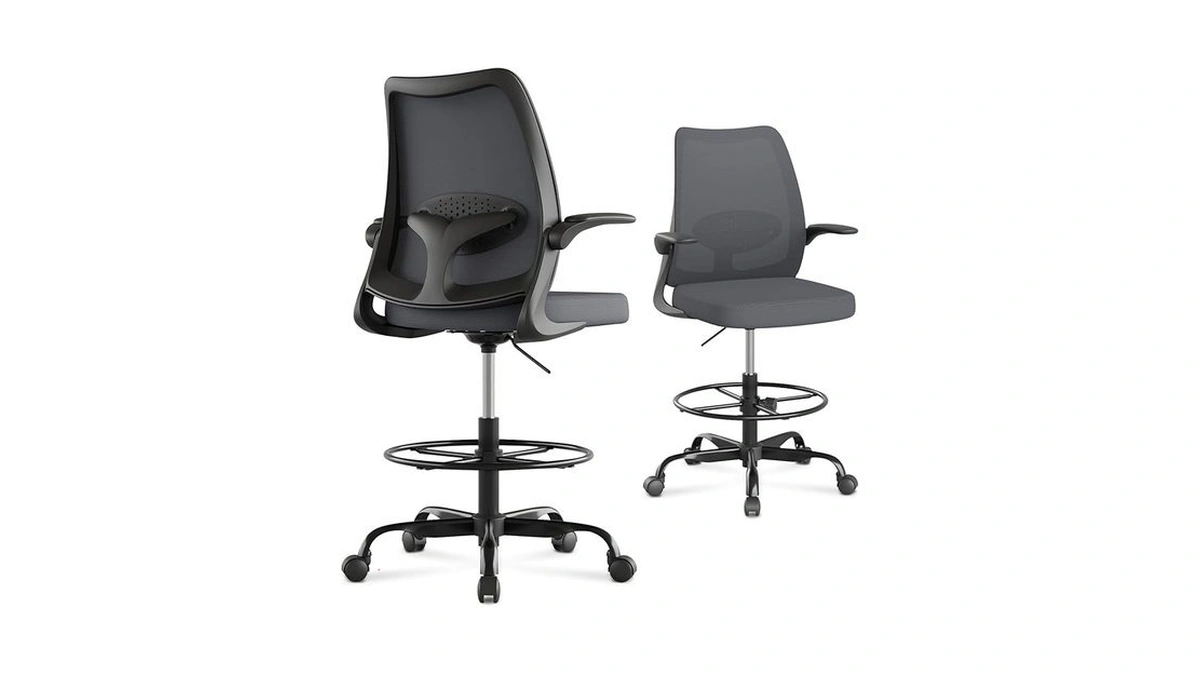 Beryth Drafting Chair,tall Office Chair With Adjustable Footrest Ring,lumbar Support,ergonomic